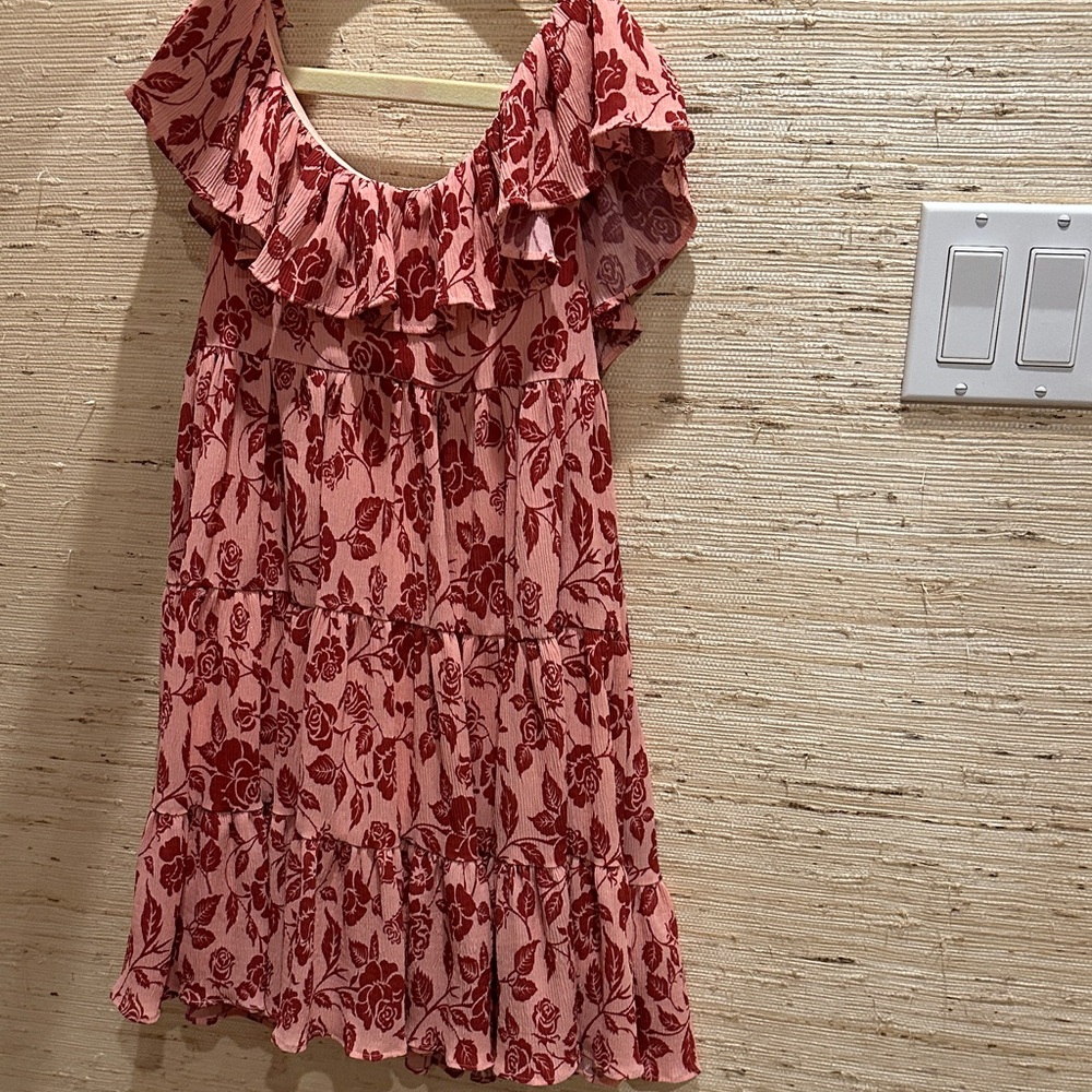 Bardot Junior NWT size 10 Floral Ruffle Dress in Red and Pink